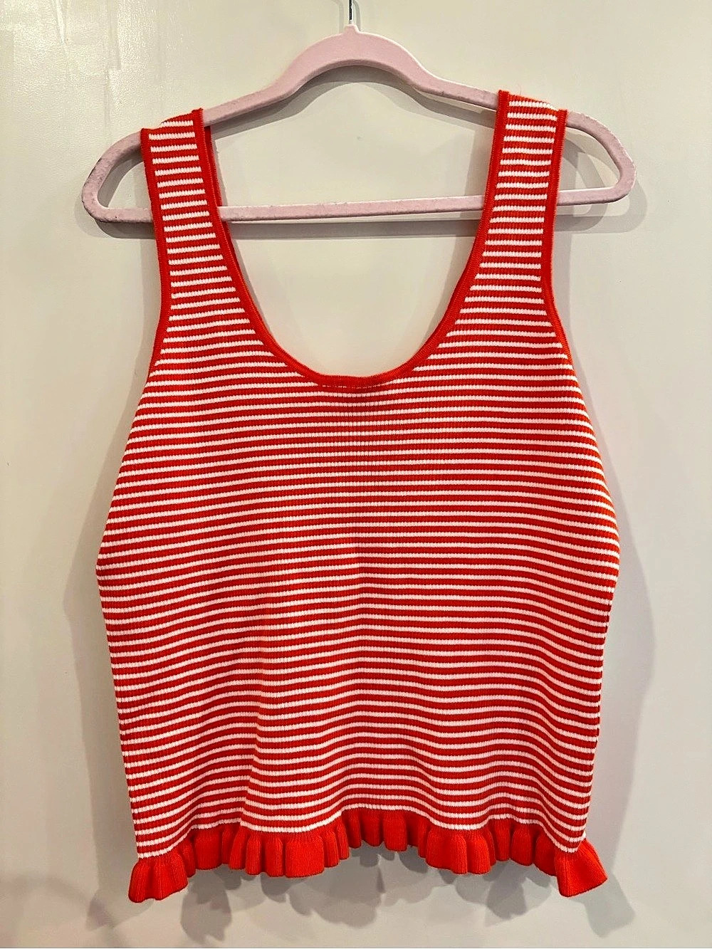 Striped Tank Top in Red & White NWT